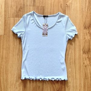 boohoo Ribbed Lettuce Edge Tee • L/XL